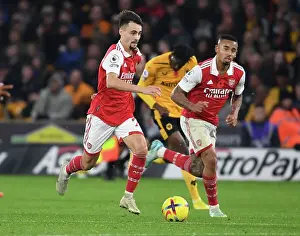 Fabio Vieira and Gabriel Jesus in Action: Wolverhampton Wanderers vs. Arsenal FC, Premier League 2022-23