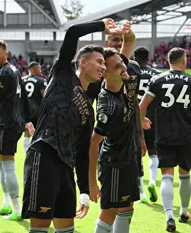 Fabio Vieira and Gabriel Martinelli Celebrate Arsenal's 3rd Goal vs Brentford (2022-23)