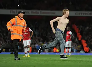 Arsenal V Coventry City - Capital One Cup 2012-13 Prints: Fan Invades Arsenal vs Coventry City Match at Emirates Stadium