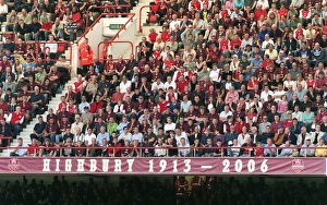 Images Dated 20th September 2005: Fans in the North Bank sit above the 1913 - 2006 banner