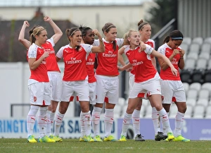 Fara Williams and Leah Williamson (Arsenal Ladies) celebrate during the penalty shoot out