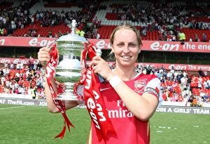 Images Dated 6th May 2008: Faye White (Arsenal) with the FA Cup Trophy