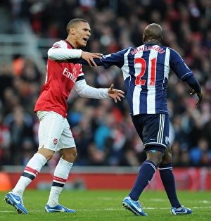 Arsenal V West Bromwich Albion 2012-13 Prints: A Fight for Possession: Gibbs vs. Mulumbu - Arsenal vs. West Bromwich Albion