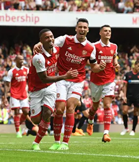 Arsenal V Sevilla - Emirates Cup 2022 Prints: Five-Goal Blitz: Jesus and Martinelli's Euphoric Emirates Cup Celebration