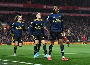 Images Dated 31st October 2019: Five-Star Arsenal: Joe Willock and Gabriel Martinelli Celebrate Goals in Carabao Cup Upset at
