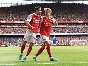 Arsenal V Everton 2021-22 Prints: Five-Star Arsenal: Odegaard and Soares Epic Goal Celebrations vs. Everton (2021-22)