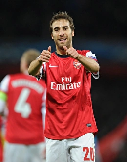 Arsenal V Marseille 2013-14 Prints: Flamini in Action: Arsenal vs. Olympique de Marseille, UEFA Champions League (2013)
