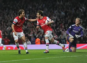 Arsenal V Manchester City 2013/14 Prints: Flamini and Cazorla's Goal Celebration: Arsenal vs Manchester City, 2013/14