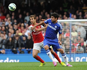 Chelsea V Arsenal 2014-15 Prints: Flamini Clashes with Costa: Intense Battle in Chelsea vs