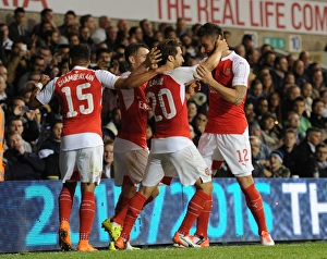 Tottenham Hotspur V Arsenal Capital One Cup 2015/16 Prints: Flamini and Giroud: Arsenal's Unforgettable Goal Celebration Against Tottenham in Capital One Cup