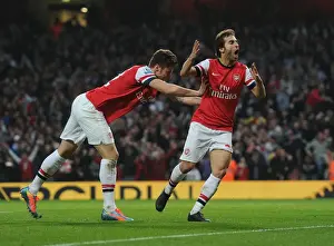 Arsenal V Manchester City 2013/14 Prints: Flamini and Giroud Celebrate Goal: Arsenal vs Manchester City, Premier League 2013/14