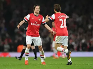 Arsenal V Manchester City 2013/14 Prints: Flamini and Rosicky Celebrate Goal: Arsenal vs Manchester City, Premier League 2013/14