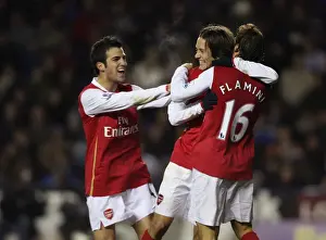 Flamini, Rosicky, and Fabregas: Celebrating Arsenal's First Goal in a 3-1 Win Against Reading (12/11/2007)