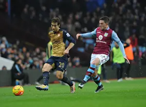 Aston Villa V Arsenal 2015-16 Prints: Flamini and Veretout Clash: Arsenal's 2-0 Victory Over Aston Villa in Premier League (December 13)
