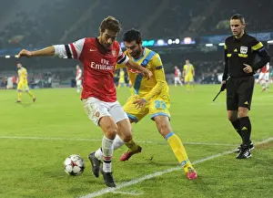 Napoli V Arsenal 2013-14 Prints: Flamini vs. Albiol: A Champions League Showdown at Napoli