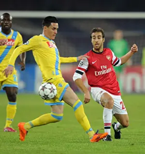Napoli V Arsenal 2013-14 Prints: Flamini vs Callejon: Intense Battle in Napoli's Stadio San Paolo - Arsenal vs SSC Napoli