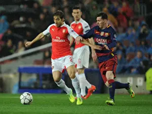 Barcelona V Arsenal 2015-16 Prints: Flamini vs Messi: A Champion's Battle - Arsenal vs Barcelona