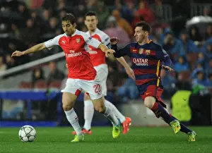 Barcelona V Arsenal 2015-16 Prints: Flamini vs Messi: A Champion's Battle - Arsenal vs Barcelona
