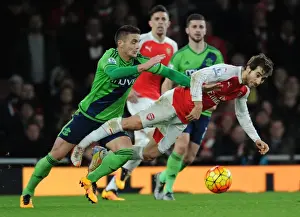 Arsenal V Southampton 2015-16 Prints: Flamini vs Tadic: A Premier League Showdown at Emirates Stadium