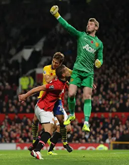 Manchester United V Arsenal 2013-14 Prints: Flamini vs. Vidic: Intense Clash Between Arsenal and Manchester United (2013-14)