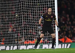 Images Dated 31st October 2018: Focused Cech Stands Firm: Arsenal's Unyielding Guardian in Carabao Cup Clash vs. Blackpool