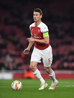 Arsenal V Qarabag 2018-19 Prints: Focused Koscielny: Arsenal's Unyielding Defender in Europa League Battle