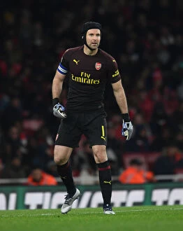 Images Dated 31st October 2018: Focused Petr Cech: Arsenal's Wall in Carabao Cup Battle Against Blackpool