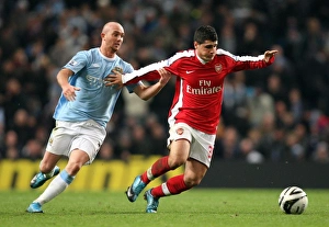 Manchester City v Arsenal - Carling Cup 2009-10 Collection: Fran Merida (Arsenal) Stephen Ireland (Man City). Manchester City 3: 0 Arsenal