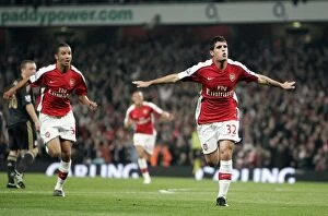 Arsenal v Liverpool - Carling Cup 2009-10 Collection: Fran Merida and Craig Eastmond: Arsenal's Unforgettable Goal Celebration vs