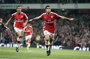 Arsenal V Liverpool - Carling Cup 2009-10 Prints: Fran Merida and Craig Eastmond: Celebrating Arsenal's First Goal Against Liverpool in Carling Cup (2009-10)