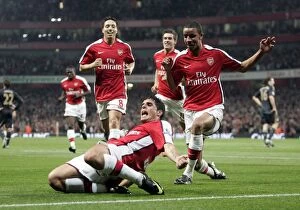 Arsenal v Liverpool - Carling Cup 2009-10 Collection: Fran Merida's Thrilling Goal: Arsenal's First in 2:1 Victory over Liverpool