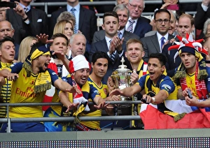 Arsenal V Aston Villa - FA Cup Final 2015 Prints: Francis Coquelin, Santi Cazorla, Mikel Arteta, Per Mertesacker and Alexis Sanchez