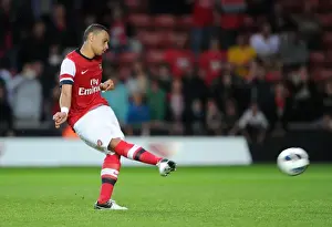 Southampton V Arsenal 2012-13 - Pre Season Prints: Francis Coquelin scores for Arsenal from the penalty spot during the shoot out
