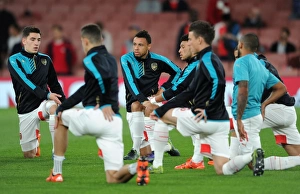 Arsenal V Olympiacos 2015/16 Prints: Francis Coquelin's Focus: Arsenal FC's Pre-Match Routine vs Olympiacos FC - UEFA Champions League 2015/16