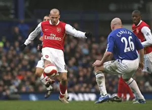 Images Dated 19th March 2007: Freddie Ljungberg (Arsenal) Lee Carsley (Everton)