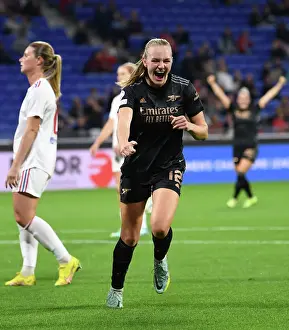 Olympic Lyonnais V Arsenal Women 2022-23 Prints: Frida Maanum Scores Arsenal's Second Goal in UEFA Women's Champions League Victory over Olympique Lyonnais