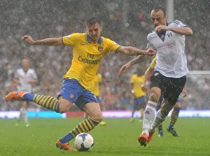 Fulham F C Prints: Fulham vs Arsenal: Battle for Premier League Supremacy - Jenkinson vs Berbatov Clash (2013-14)