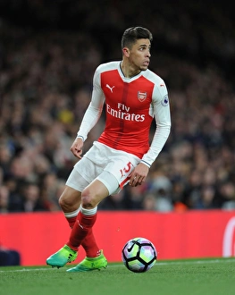 Arsenal V Leicester City 2016-17 Prints: Gabriel in Action: Arsenal vs Leicester City, Premier League 2016-17