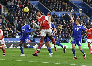 Images Dated 25th February 2023: Gabriel in Action: Arsenal vs. Leicester City, Premier League 2022-23