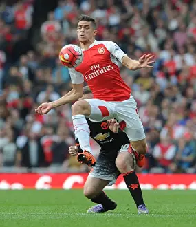 Arsenal V Manchester United 2015/16 Prints: Gabriel in Action: Arsenal vs Manchester United (Premier League 2015/16)