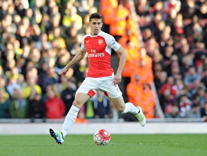 Arsenal V Norwich City 2015-16 Prints: Gabriel in Action: Arsenal vs. Norwich City (2016)