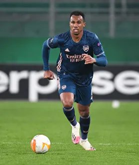 Rapid Vienna V Arsenal 2020-21 Prints: Gabriel in Action: Arsenal vs Rapid Vienna, UEFA Europa League 2020-21