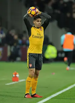 West Ham United V Arsenal 2016-17 Prints: Gabriel of Arsenal in Action against West Ham United - Premier League 2016-17