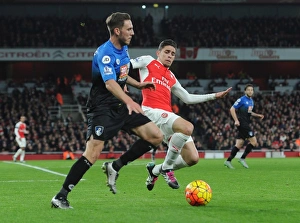 Images Dated 28th December 2015: Gabriel (Arsenal) Dan Gosling (Bournemouth)