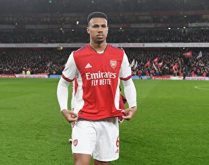Arsenal v Liverpool 2021-22 Collection: Gabriel of Arsenal: Focused and Ready for Arsenal vs. Liverpool Clash (Premier League 2021-22)