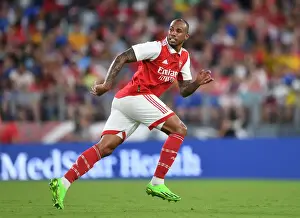 Arsenal V Everton - Pre Season 2022-23 Prints: Gabriel of Arsenal Goes Head-to-Head with Everton in Pre-Season Showdown