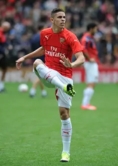 Arsenal V Wolfsburg - Emirates Cup 2015/16 Prints: Gabriel of Arsenal Warming Up Before Arsenal v VfL Wolfsburg - Emirates Cup 2015/16
