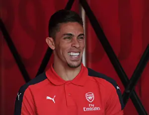 Arsenal V Liverpool 2016-17 Prints: Gabriel Braces Up: Arsenal vs. Liverpool Clash in 2016-17 Premier League