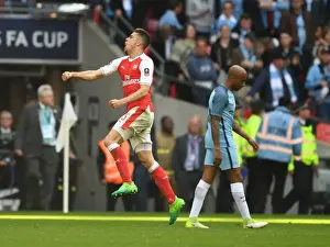 Arsenal V Manchester City - FA Cup 1/2 Final 2017 Prints: Gabriel Celebrates FA Cup Semi-Final Victory: Arsenal vs Manchester City