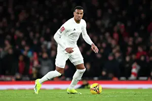 Arsenal V Liverpool FA Cup 2023-24 Prints: Gabriel Charges Forward in Arsenal's All-White Kit: Emirates FA Cup Clash Against Liverpool